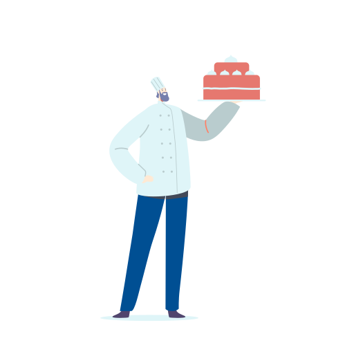 Chef holding a cake