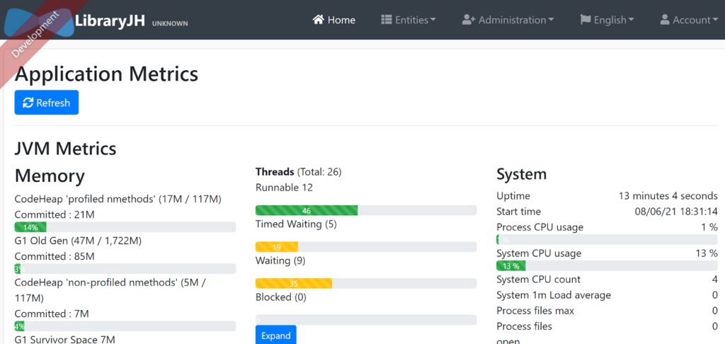 JHipster Application Metrics